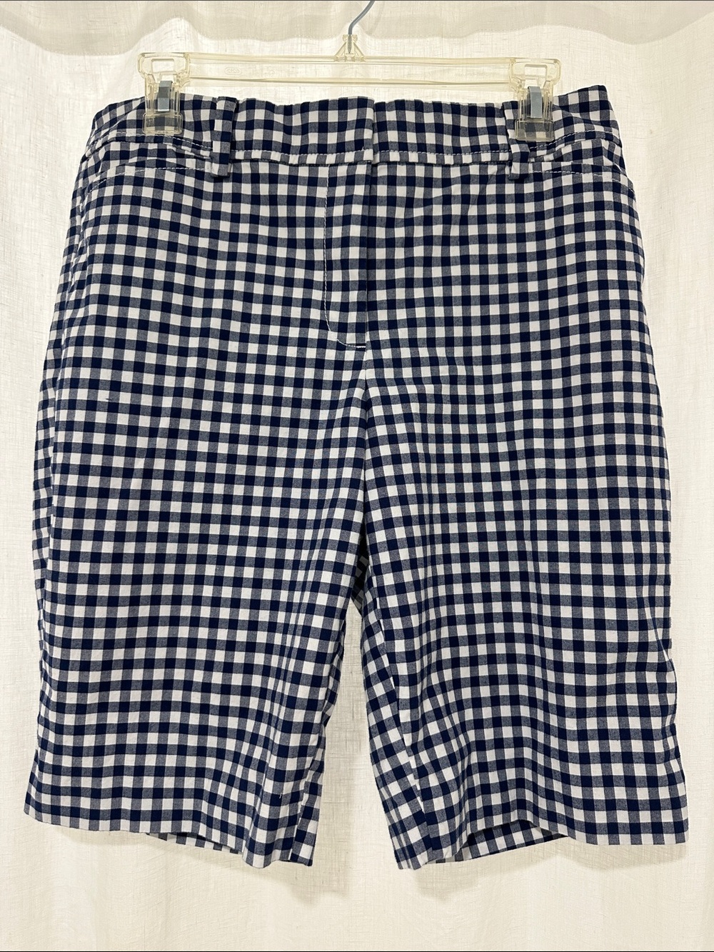 Talbots Navy & White Gingham Bermuda Shorts